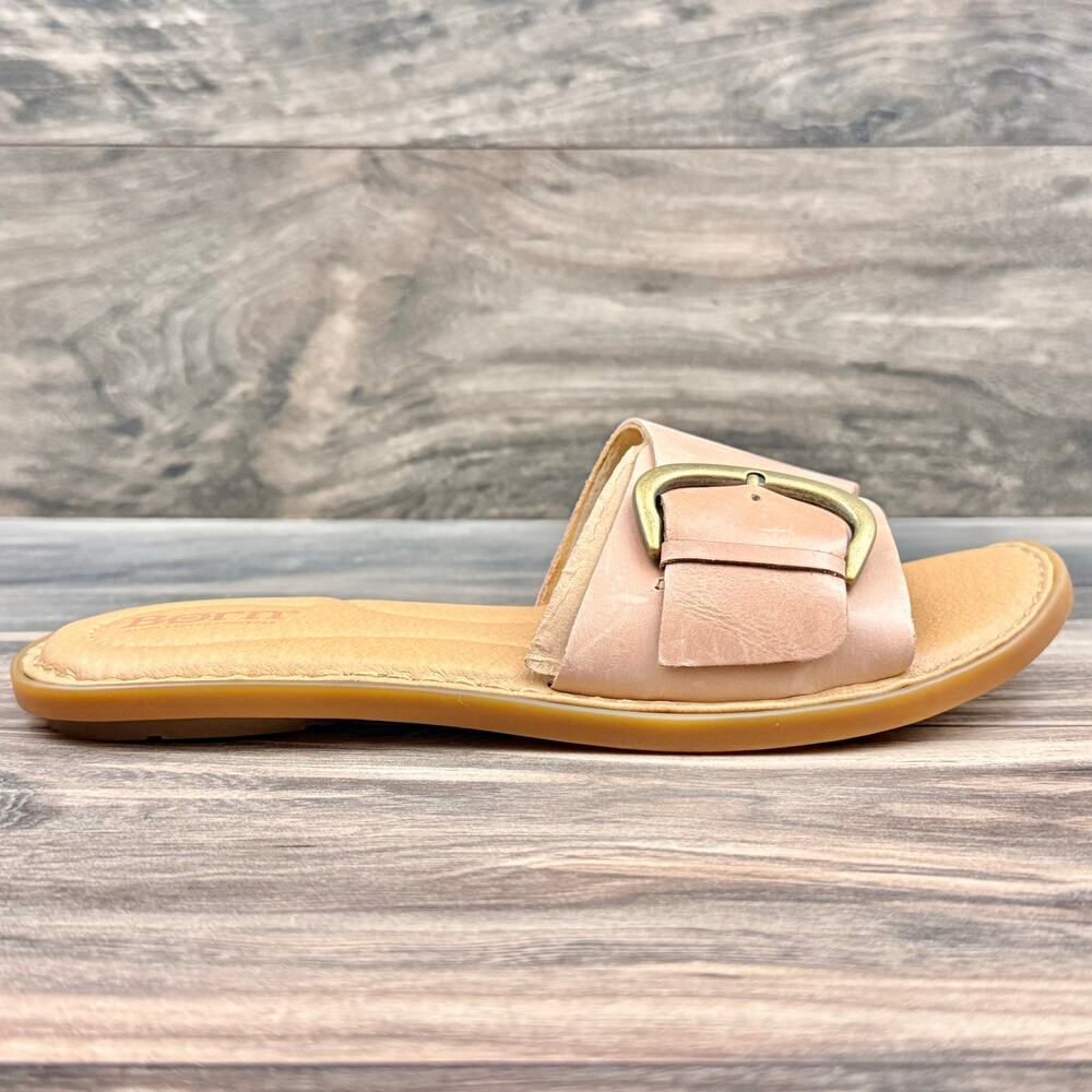 NIB Born Miarra 9M 39-40 Leather Big Buckle Slide Flat Sandals Blush - Picture 7 of 10